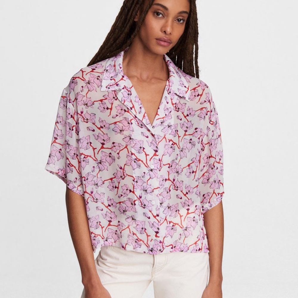 Rag & Bone Reed Floral Viscose Top, Size XS, Floral